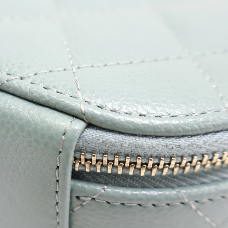 藍綠色 荔枝紋牛皮 小型化妝包 肩背包 AP2502 (無卡)【CHANEL 香奈兒】 AP2502-16