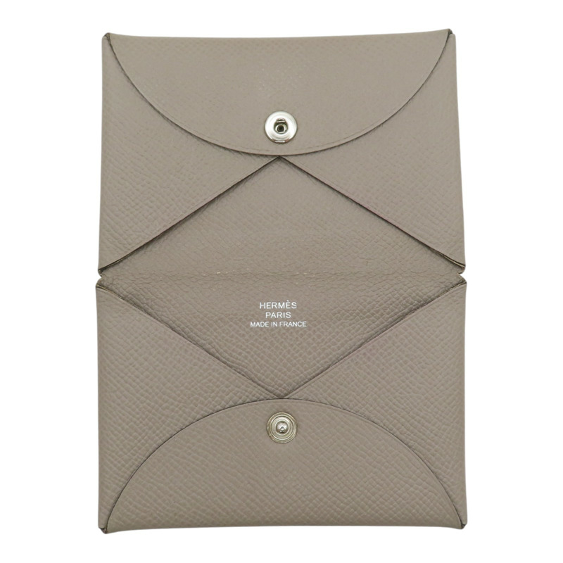 瀝青灰色 Evercolor牛皮 Calvi Duo 卡夾 名片夾 D刻【HERMES 愛馬仕】-4