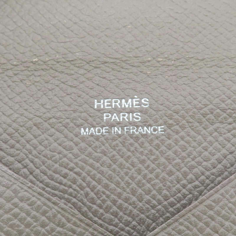 瀝青灰色 Evercolor牛皮 Calvi Duo 卡夾 名片夾 D刻【HERMES 愛馬仕】-7