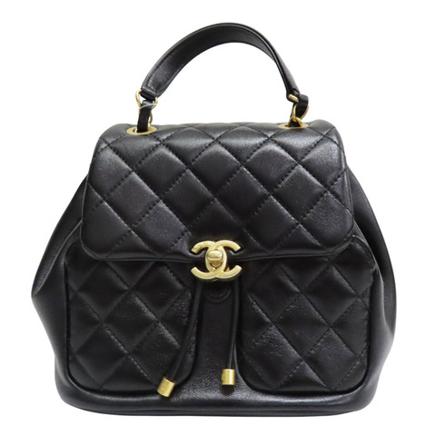 黑色 羊皮 Matelasse 後背包 金釦【CHANEL 香奈兒】 AS4493