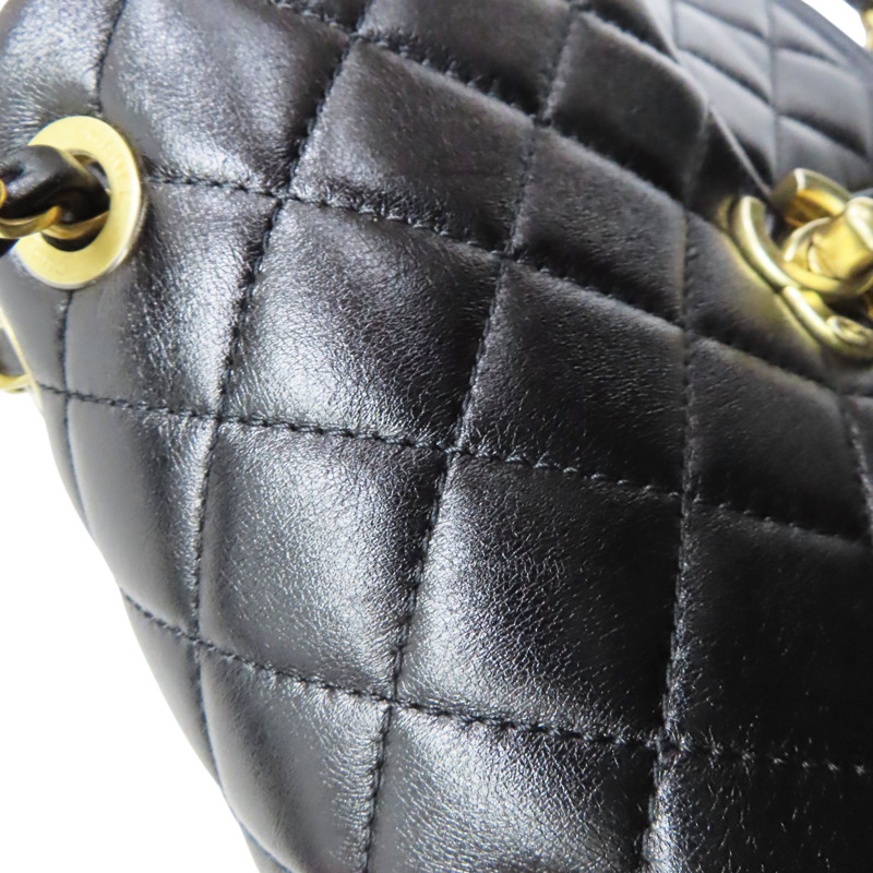 黑色 羊皮 Matelasse 後背包 金釦【CHANEL 香奈兒】 AS4493-13