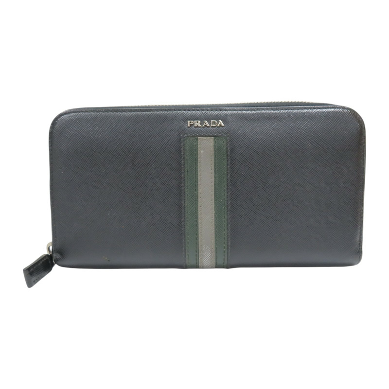 黑色 防刮牛皮 Saffiano Wallet 拉練長夾【PRADA 普拉達】 2ML317-0