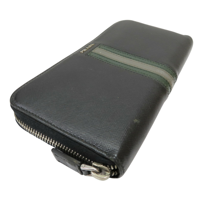 黑色 防刮牛皮 Saffiano Wallet 拉練長夾【PRADA 普拉達】 2ML317-2
