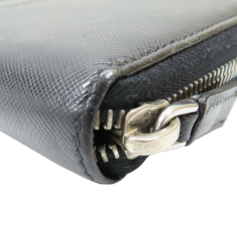 黑色 防刮牛皮 Saffiano Wallet 拉練長夾【PRADA 普拉達】 2ML317-5