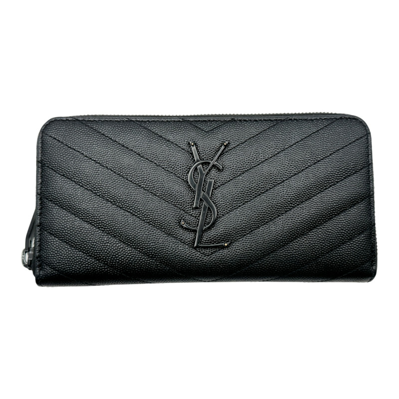 黑色 牛皮 Monogram 拉鍊夾 358094【SAINT LAURENT YSL 聖羅蘭 】 358094-0