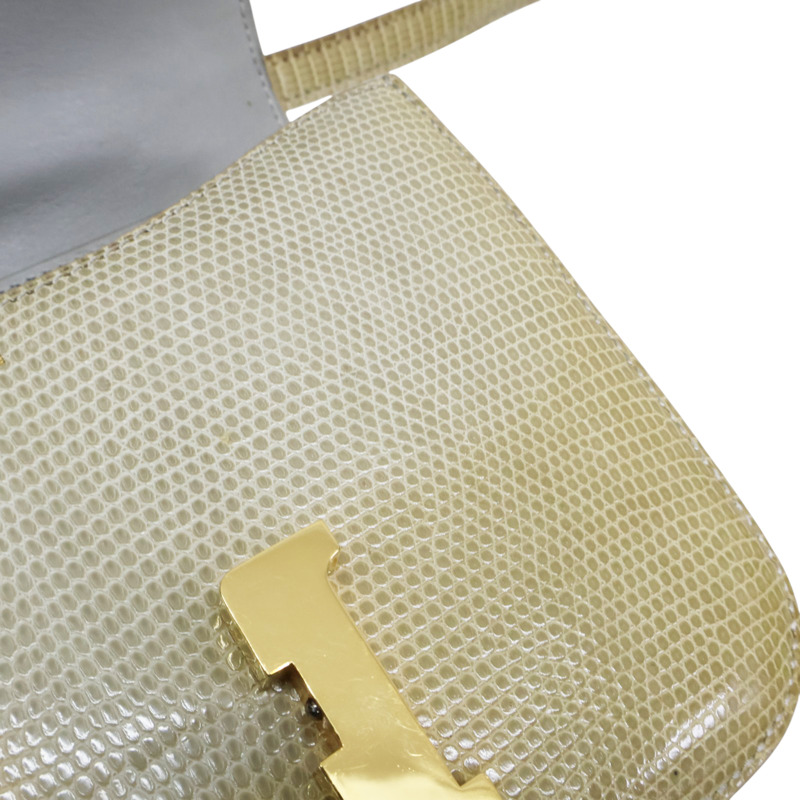 黃色 蜥蜴皮 Constance 18 肩背包 金釦 ○W刻 (附皮証/変色)【HERMES 愛馬仕】-15