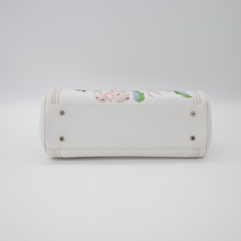 【2005秀款🌟超稀有美品不撞包】Dior 迪奧 x John Galliano 海盜爺 Detective 奶白色牛皮 🪷蓮花刺繡 手提包 復古 醫生包-3