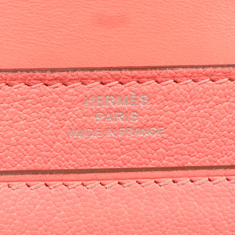 HERMES Chevre皮革Verrou Mini銀扣鏈帶肩背袋Rose Lipstick-5