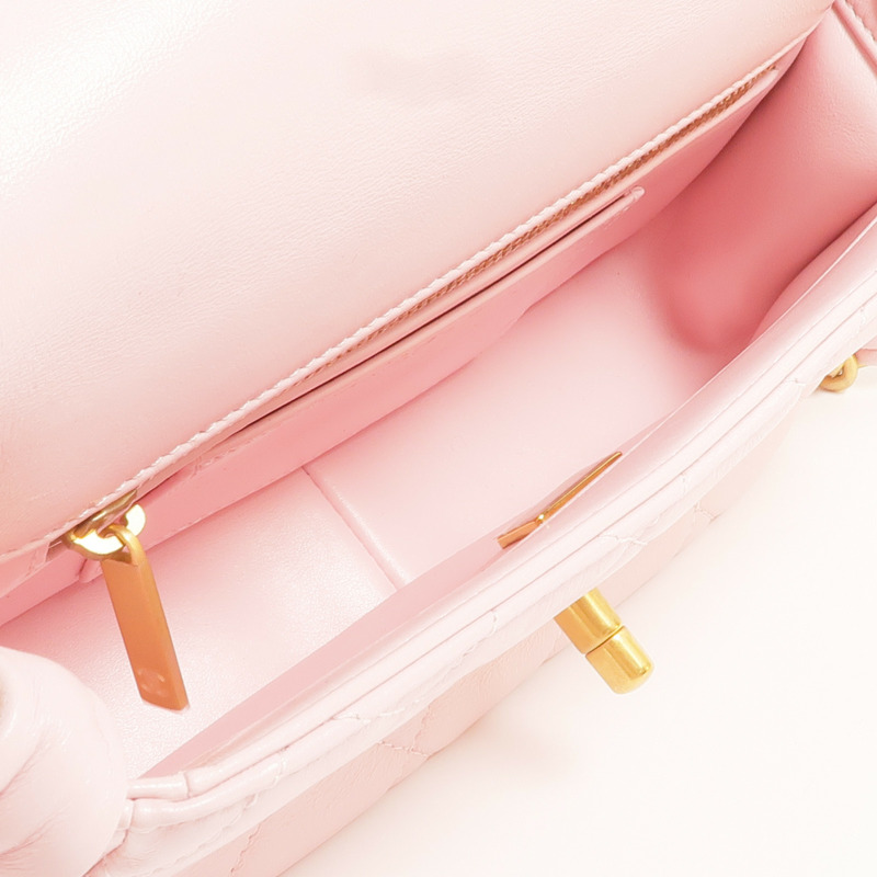 CHANEL 羊皮皮革Chain Shoulder金扣鏈帶肩背袋-4