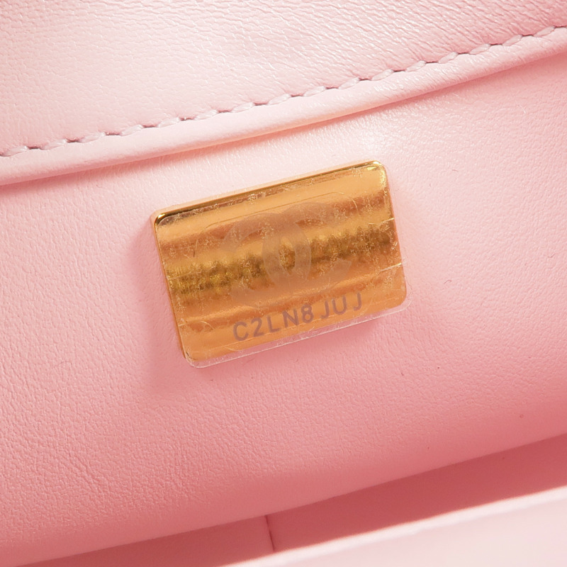 CHANEL 羊皮皮革Chain Shoulder金扣鏈帶肩背袋-6