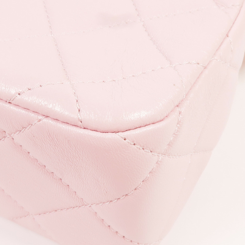 CHANEL 羊皮皮革Chain Shoulder金扣鏈帶肩背袋-12