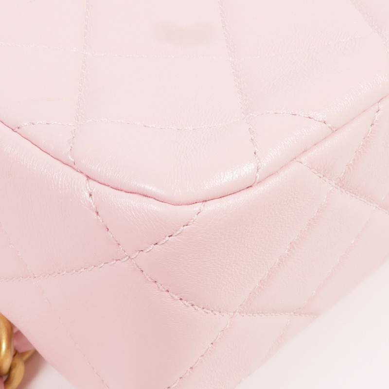 CHANEL 羊皮皮革Chain Shoulder金扣鏈帶肩背袋-13