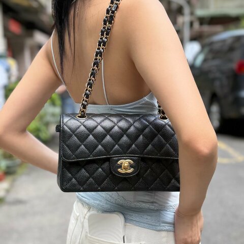 (近新全配✨ 🈶️紙袋盒子 CHANEL｜粒面牛皮 CF 23｜Classic 23 CF小號 口蓋 翻蓋包｜專櫃$360,000