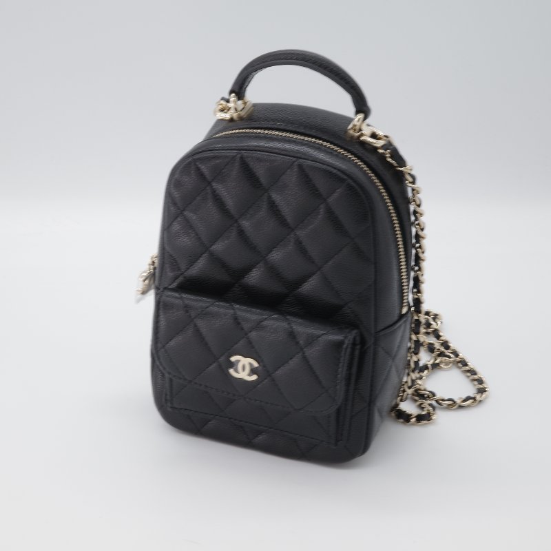 （超熱門🔥）Chanel 香奈兒 Mini Classic 黑色 荔枝紋 雙肩包 單肩包 斜挎包 小牛皮 淡金扣 鍊條 後背包-3