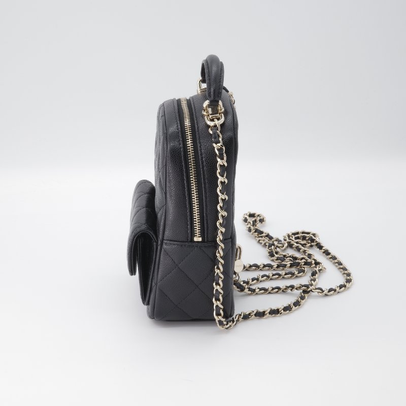 （超熱門🔥）Chanel 香奈兒 Mini Classic 黑色 荔枝紋 雙肩包 單肩包 斜挎包 小牛皮 淡金扣 鍊條 後背包-4