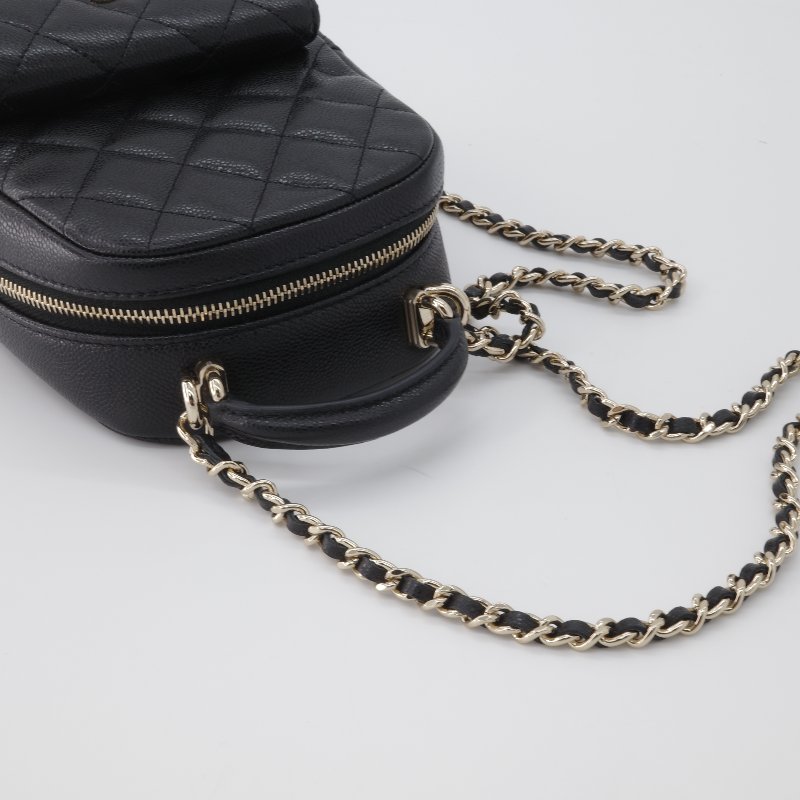 （超熱門🔥）Chanel 香奈兒 Mini Classic 黑色 荔枝紋 雙肩包 單肩包 斜挎包 小牛皮 淡金扣 鍊條 後背包-9