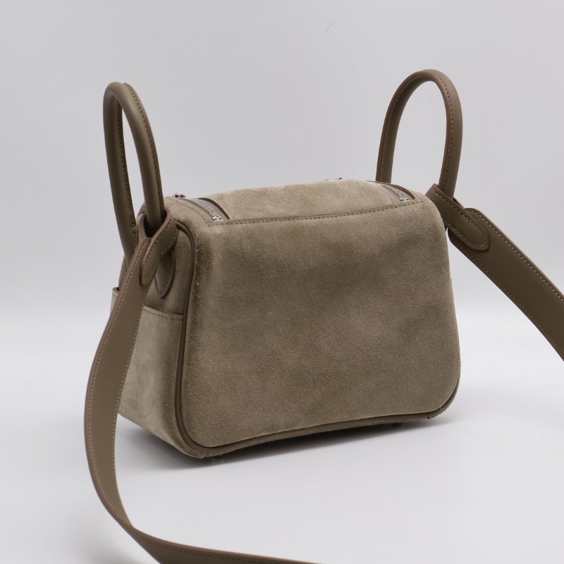 HERMES Mini lindy ll - 麂皮拚皮灰銀 W-2