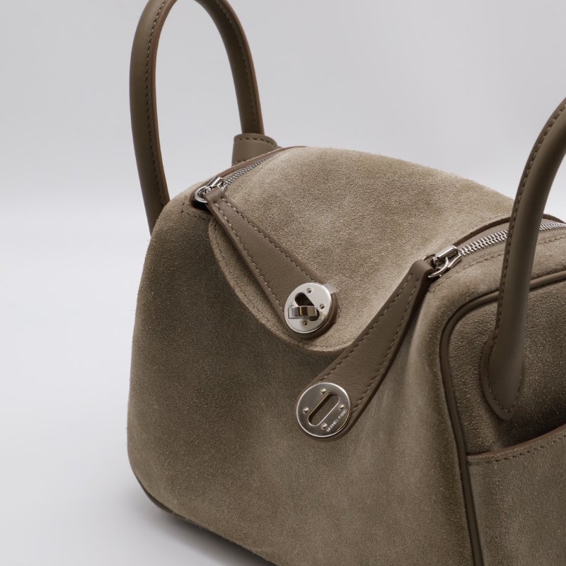 HERMES Mini lindy ll - 麂皮拚皮灰銀 W-5