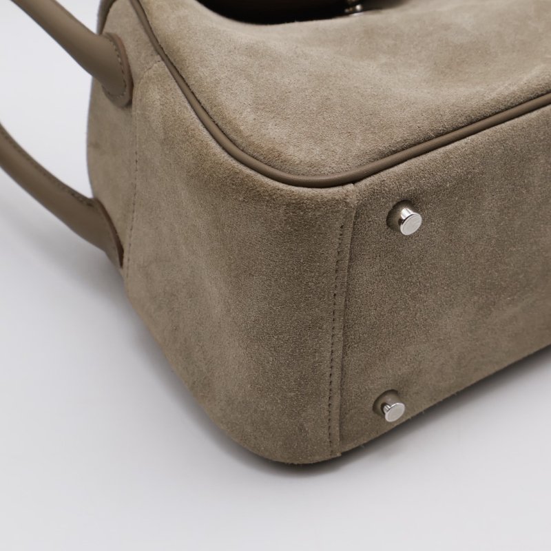 HERMES Mini lindy ll - 麂皮拚皮灰銀 W-7