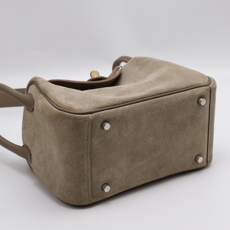 HERMES Mini lindy ll - 麂皮拚皮灰銀 W-8