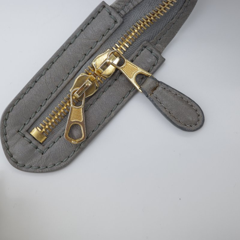 Balenciaga 巴黎世家 淺灰色 牛皮 Classic 經典 機車包 手提包 斜挎包 單肩包-6