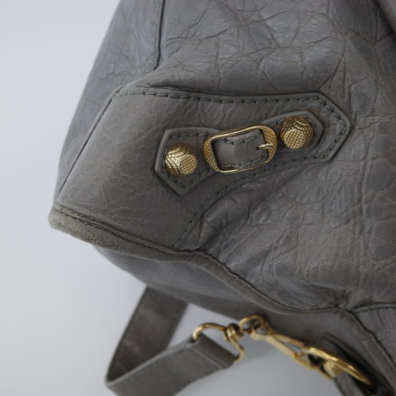 Balenciaga 巴黎世家 淺灰色 牛皮 Classic 經典 機車包 手提包 斜挎包 單肩包-8