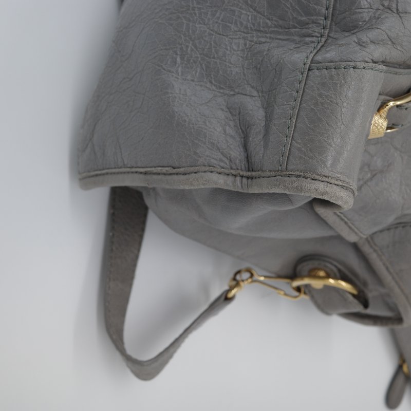 Balenciaga 巴黎世家 淺灰色 牛皮 Classic 經典 機車包 手提包 斜挎包 單肩包-9