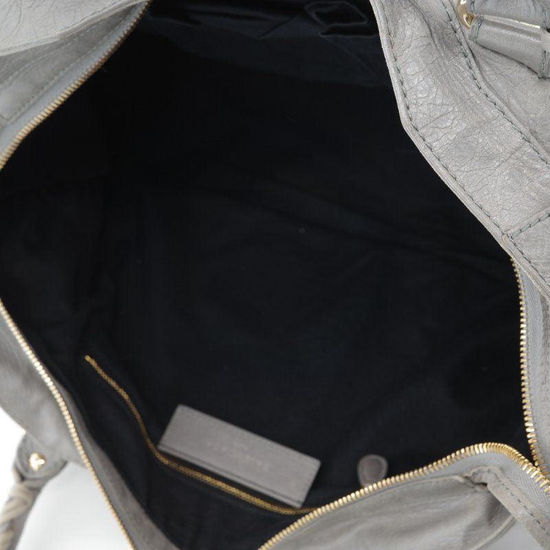 Balenciaga 巴黎世家 淺灰色 牛皮 Classic 經典 機車包 手提包 斜挎包 單肩包-13