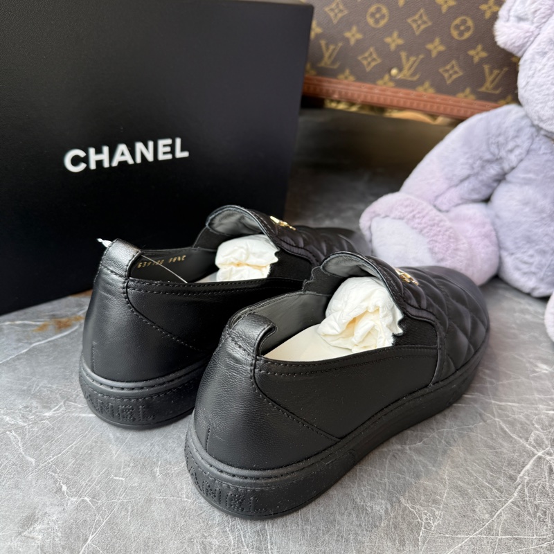 CHANEL菱格紋羊皮雙C厚底樂福鞋休閒鞋38.5號*黑色-7