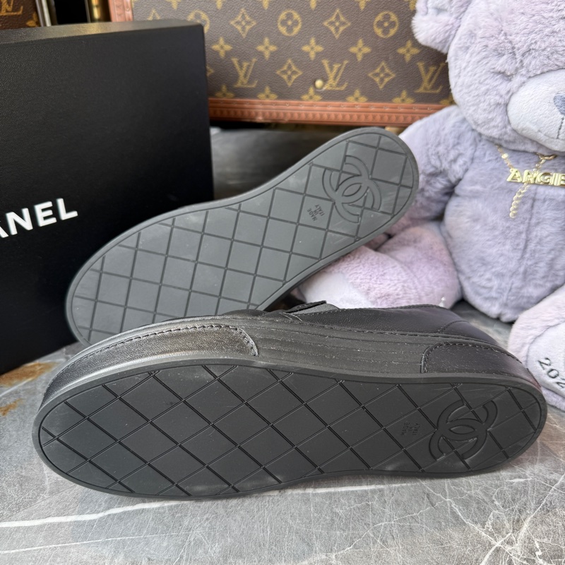 CHANEL菱格紋羊皮雙C厚底樂福鞋休閒鞋38.5號*黑色-8