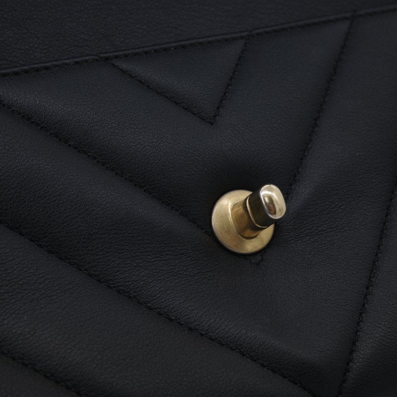 專櫃Chanel 香奈兒 In The City 28 開菱格紋 小牛皮 黑色 金扣 Top Handle 手提包 翻蓋包 斜挎包 單肩包-12