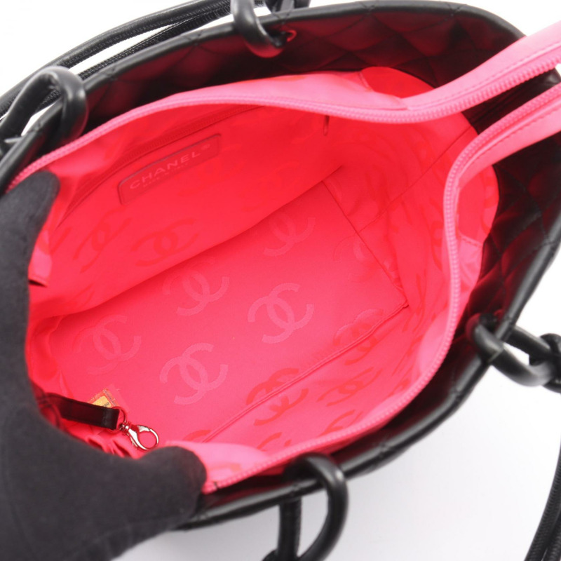 香奈兒 Cambon 系列中型手提包，黑色皮革，二手女款-2