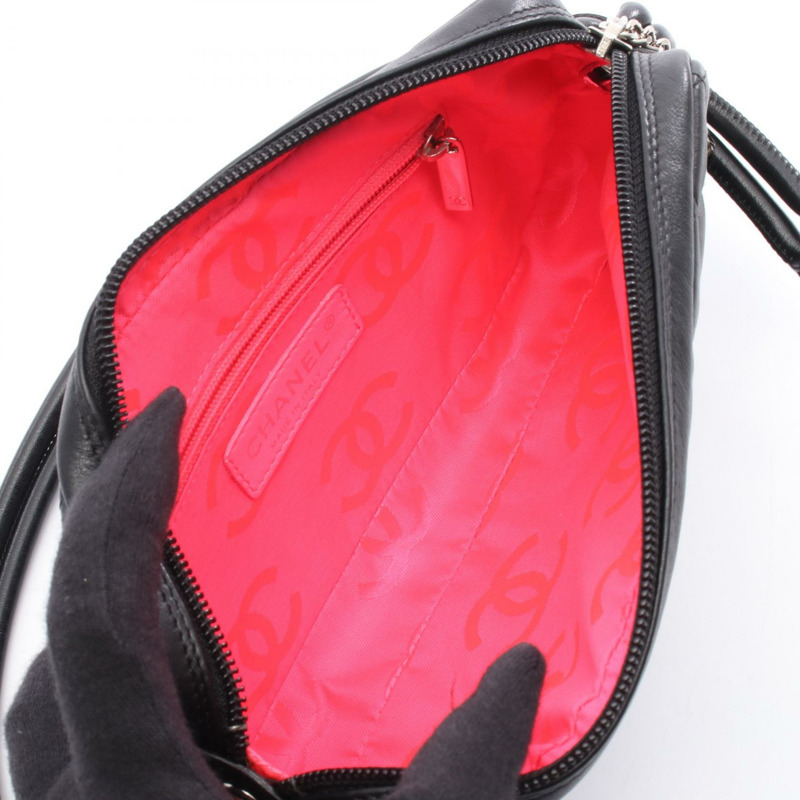 香奈兒 Cambon 系列手提包,黑白皮革,銀色五金,二手女款-2