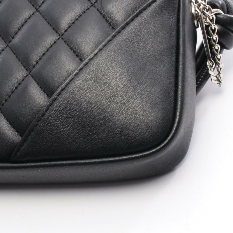 香奈兒 Cambon 系列手提包,黑白皮革,銀色五金,二手女款-5