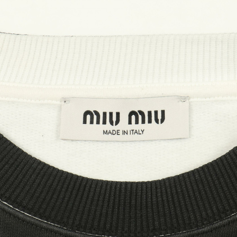 Miu Miu 短版衛衣長袖上衣，純棉材質，灰色/白色，二手女款，XS碼-2