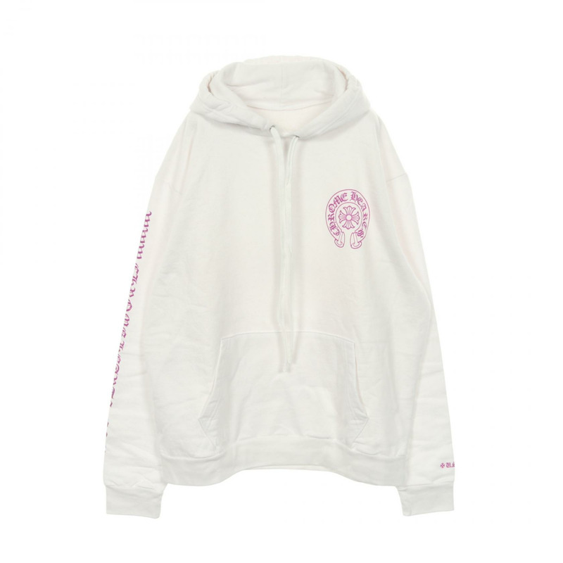 CHROME HEARTS 馬蹄形連帽衫，純棉，白色，二手，男 L 碼-0