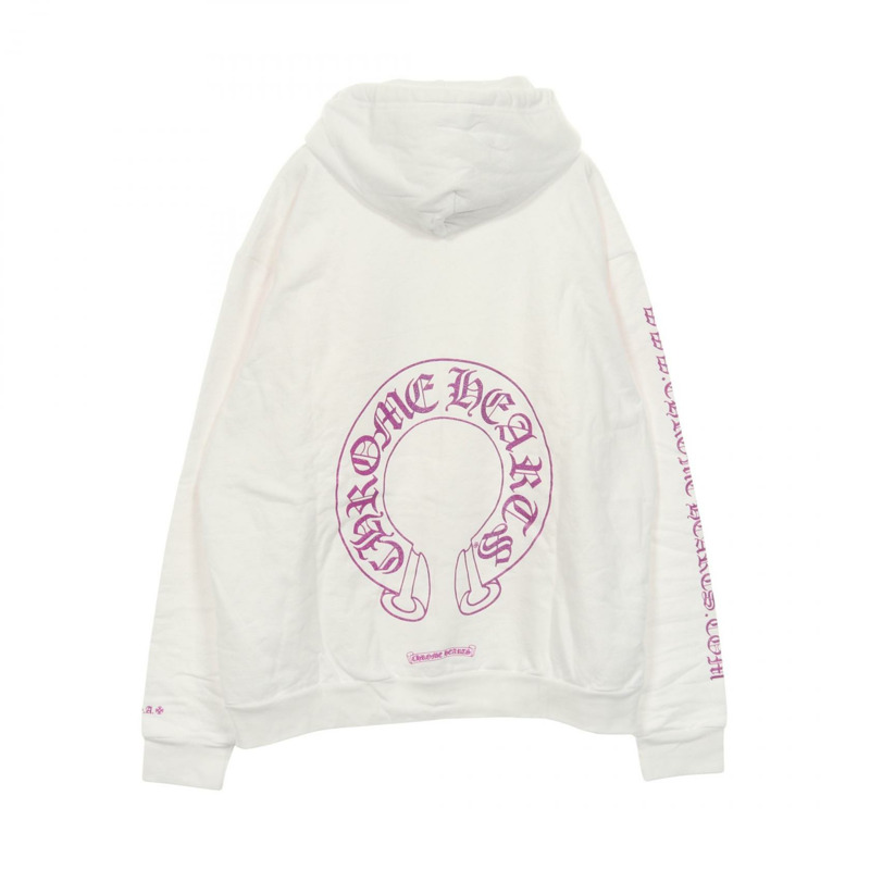 CHROME HEARTS 馬蹄形連帽衫，純棉，白色，二手，男 L 碼-1