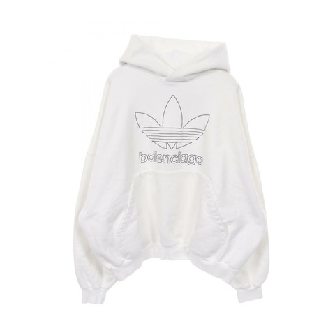 BALENCIAGA adidas 連帽衛衣，純棉材質，白色logo，二手男款L碼。