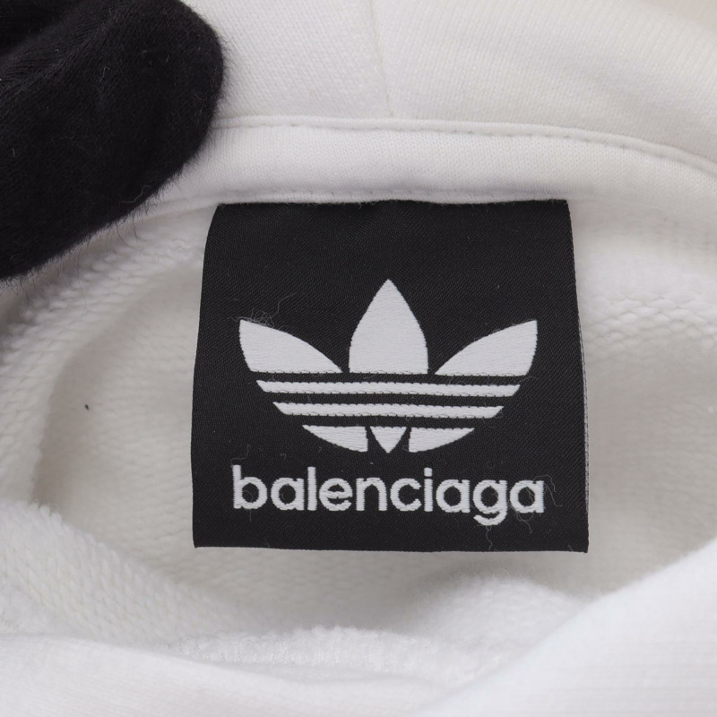 BALENCIAGA adidas 連帽衛衣，純棉材質，白色logo，二手男款L碼。-2