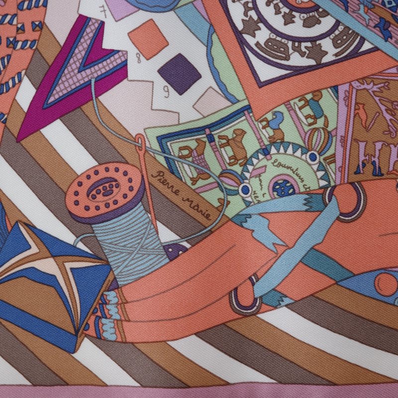 （收藏品❤️）Hermès愛馬仕 x Zoé Pauwels  Mademoiselle Soie 粉色 癡迷無限  Pocket Square 手帕方巾-4