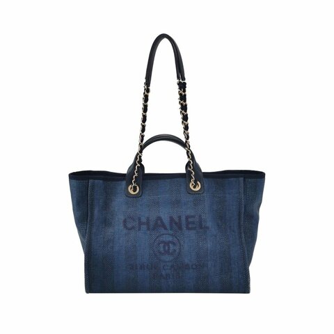 Chanel Deauville沙灘包大號牛皮拼色大Logo字母單肩包