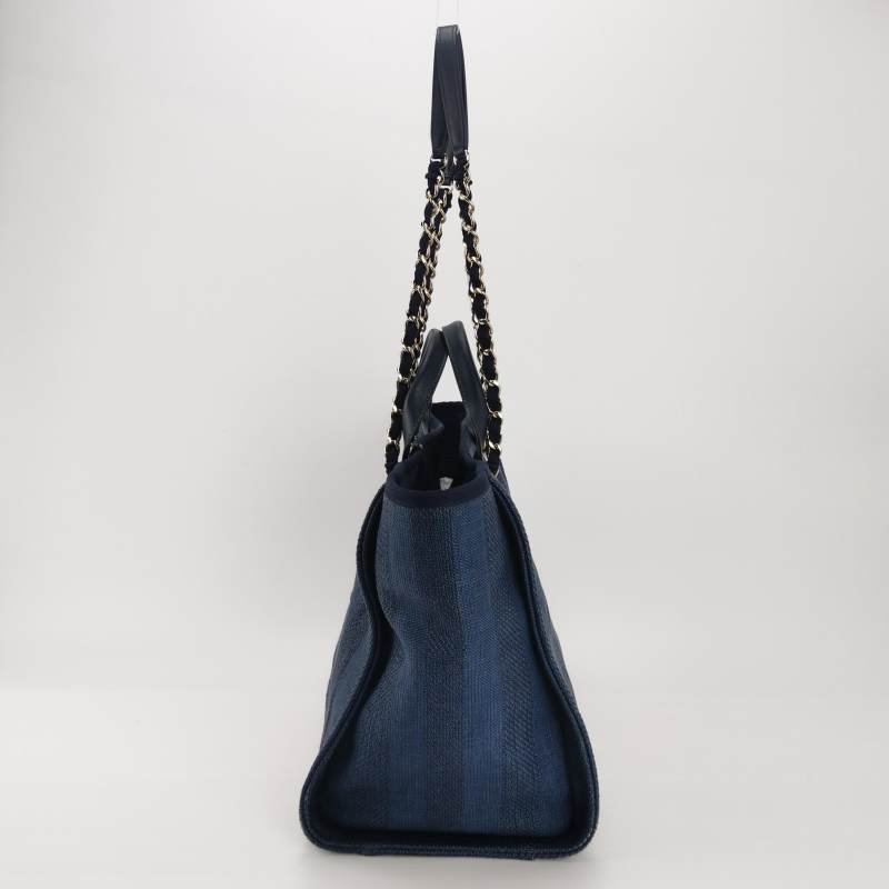 Chanel Deauville沙灘包大號牛皮拼色大Logo字母單肩包-2