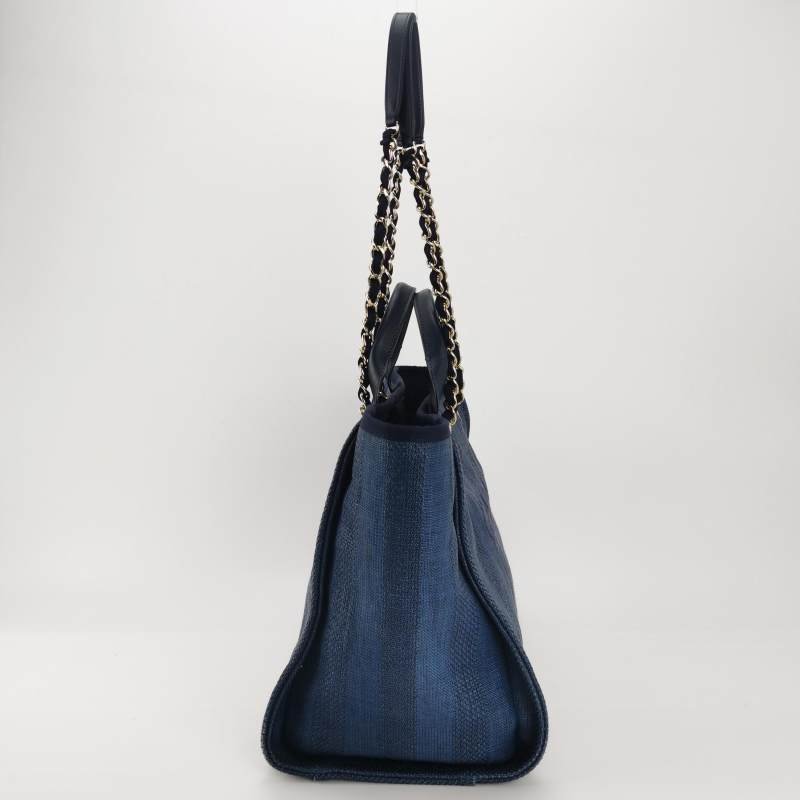 Chanel Deauville沙灘包大號牛皮拼色大Logo字母單肩包-3