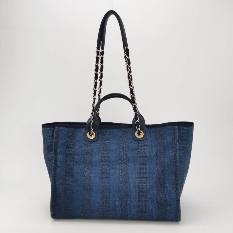 Chanel Deauville沙灘包大號牛皮拼色大Logo字母單肩包-4