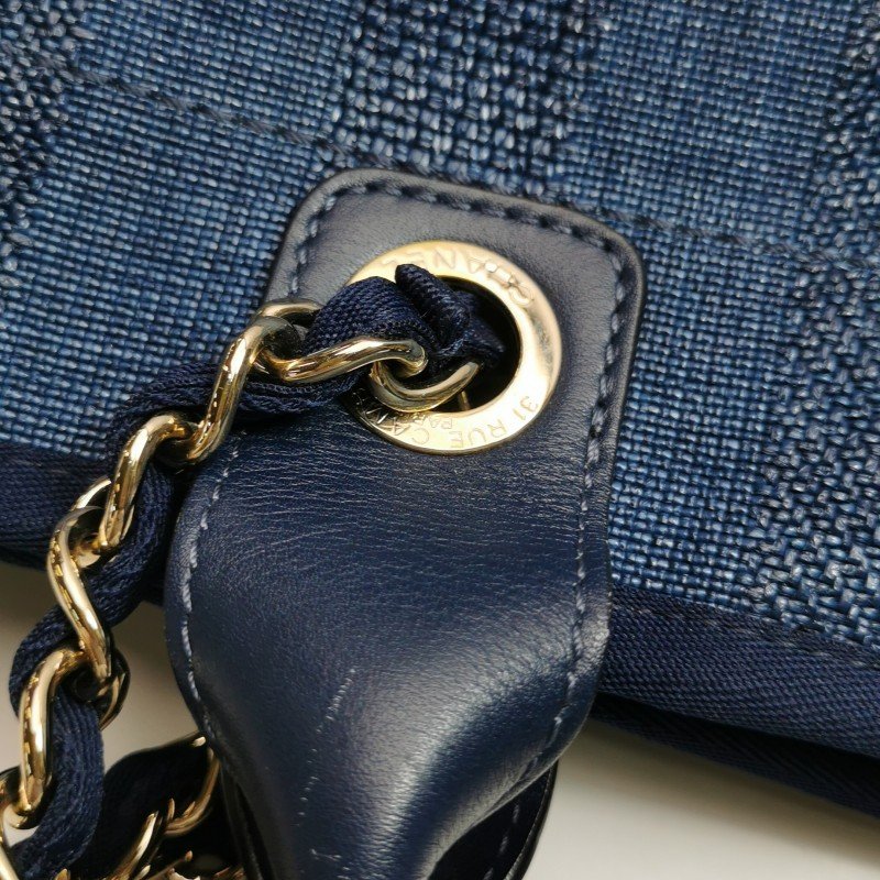 Chanel Deauville沙灘包大號牛皮拼色大Logo字母單肩包-21