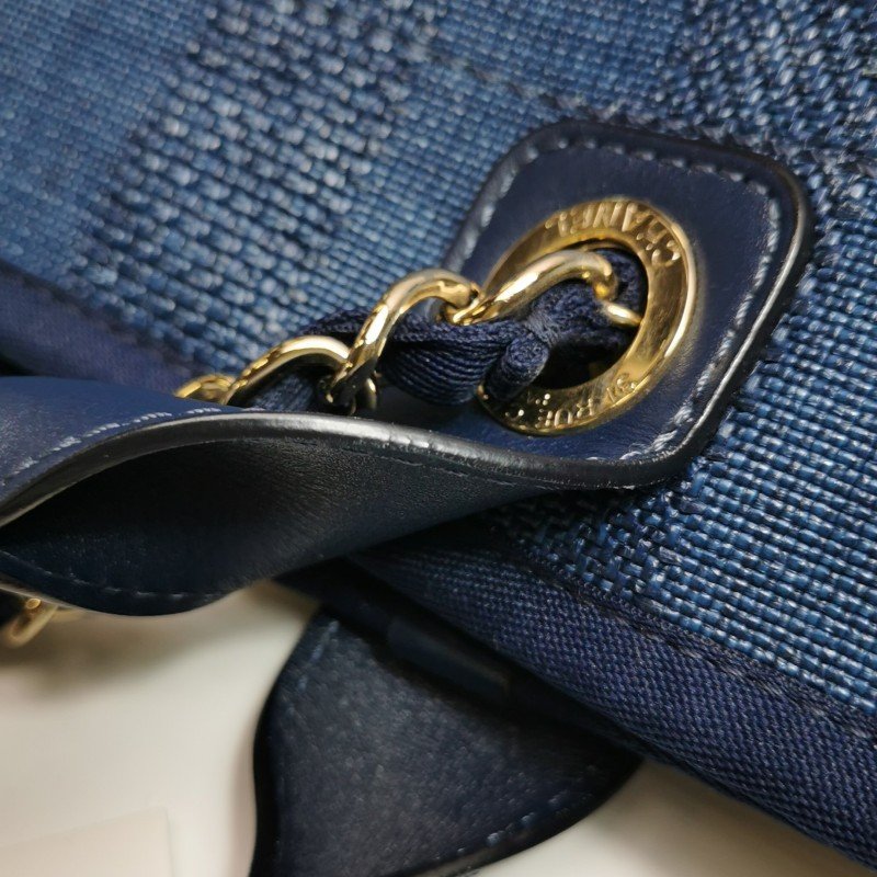 Chanel Deauville沙灘包大號牛皮拼色大Logo字母單肩包-22