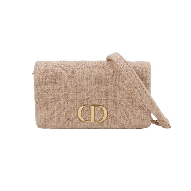 Dior Caro牛皮大CD標誌藤格紋CD扭扣斜挎包單肩包-0