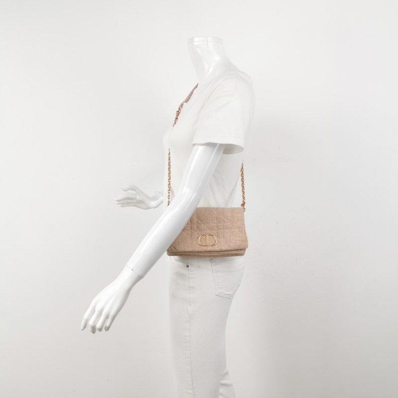 Dior Caro牛皮大CD標誌藤格紋CD扭扣斜挎包單肩包-1