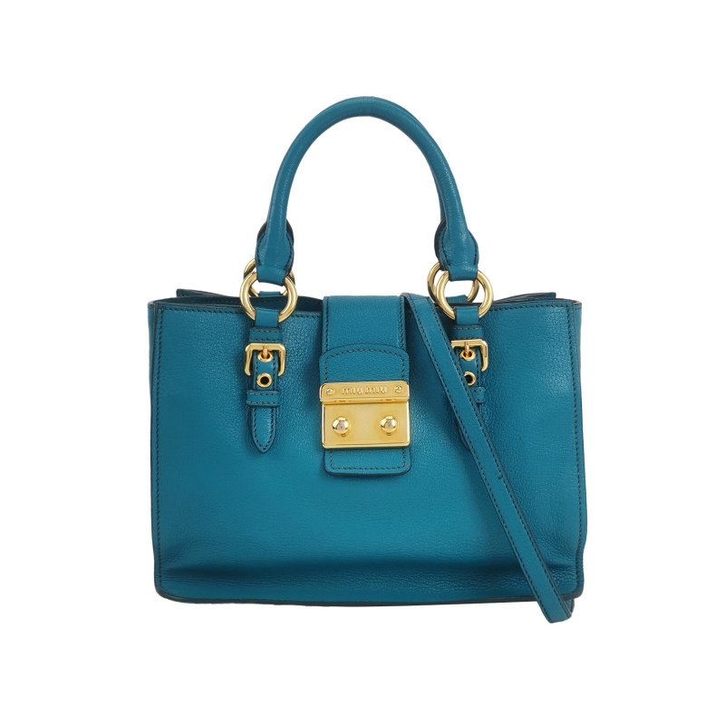 Miu Miu Madras羊皮純色金屬鎖扣斜挎包單肩包-0