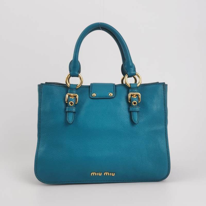 Miu Miu Madras羊皮純色金屬鎖扣斜挎包單肩包-4